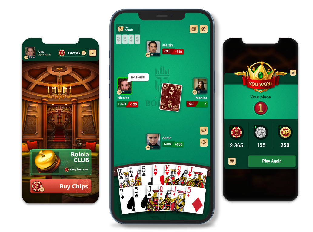 King Bolola card game interface and gameplay