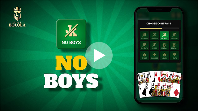 Video tutorial explaining the rules and gameplay of 'King Bolola - Contract No Boys,' including demonstrations of card dealing and play strategies.